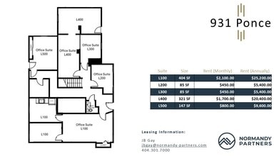 931 Ponce de Leon Ave NE, Atlanta, GA à louer Plan d’étage– Image 1 sur 1