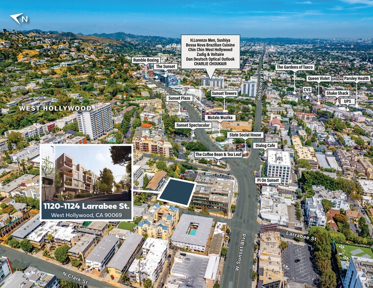 1124 Larrabee St, West Hollywood, CA à vendre - Aérien – Image 3 sur 7