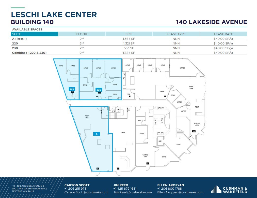 110-140 Lakeside Ave, Seattle, WA à louer Plan d’étage– Image 1 sur 1