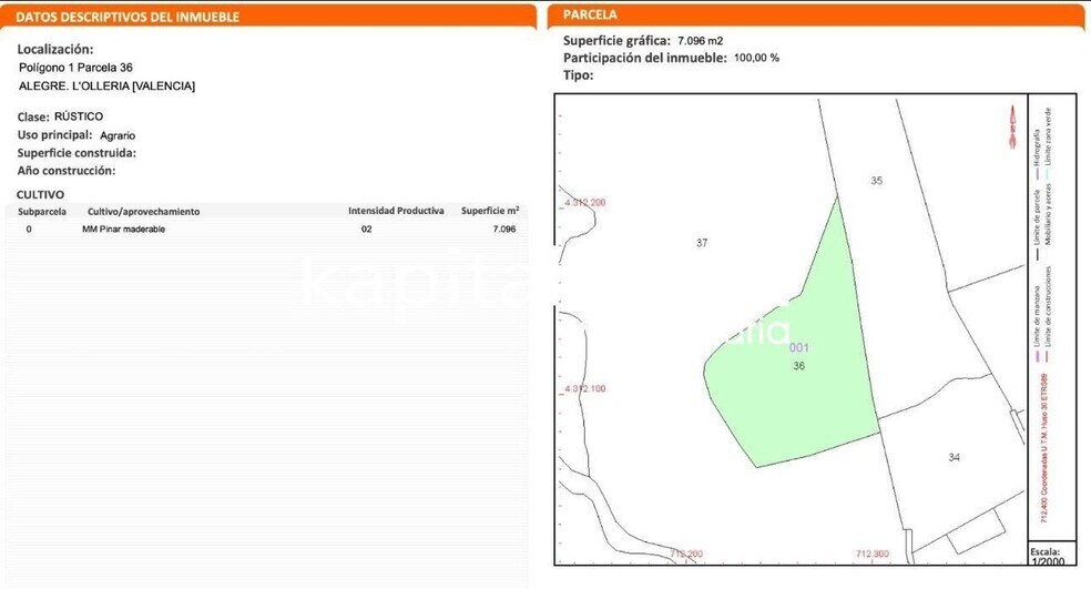 Terrain dans L'Olleria, Valencia à louer - Plan de site – Image 2 sur 2