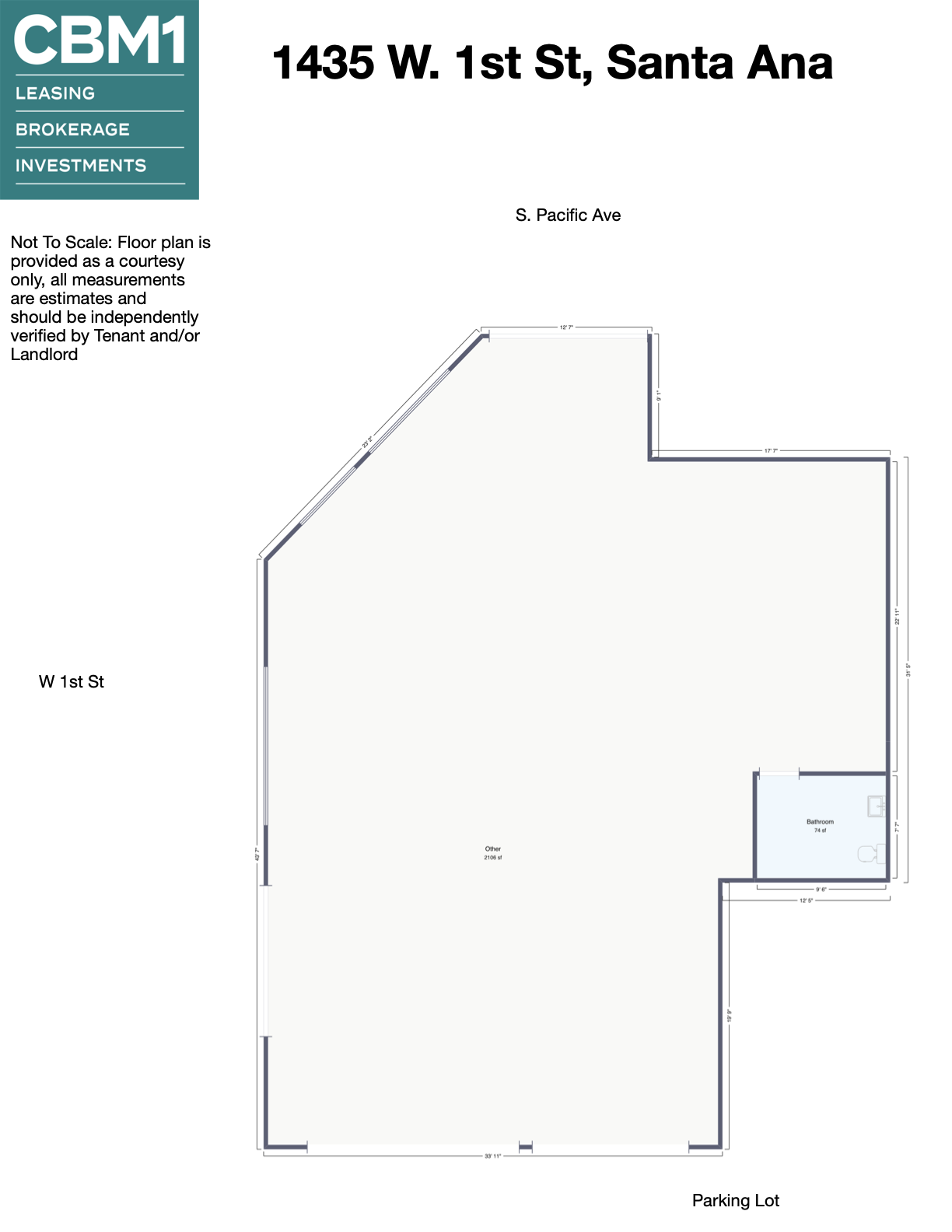 1435 W 1st St, Santa Ana, CA à louer Plan d’étage– Image 1 sur 2