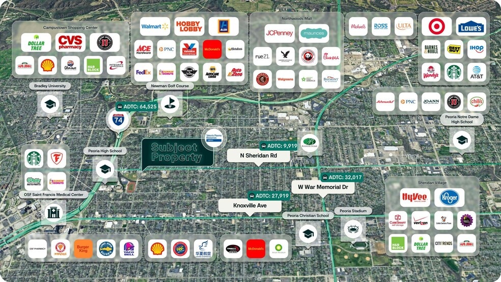 1902 N Sheridan Rd, Peoria, IL à vendre - Aérien – Image 2 sur 2