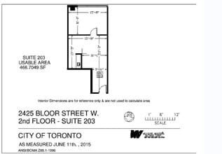 2425 Bloor St W, Toronto, ON à louer Plan d’étage– Image 1 sur 1