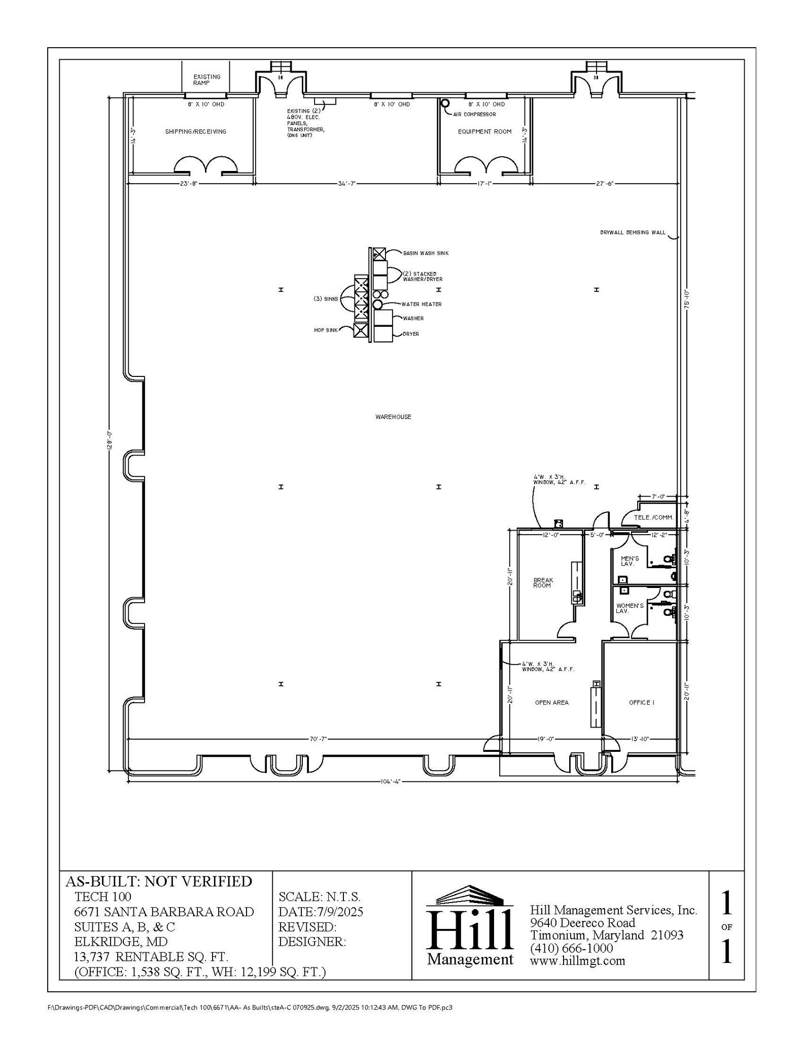 6671 Santa Barbara Rd, Elkridge, MD à louer Plan d’étage– Image 1 sur 1