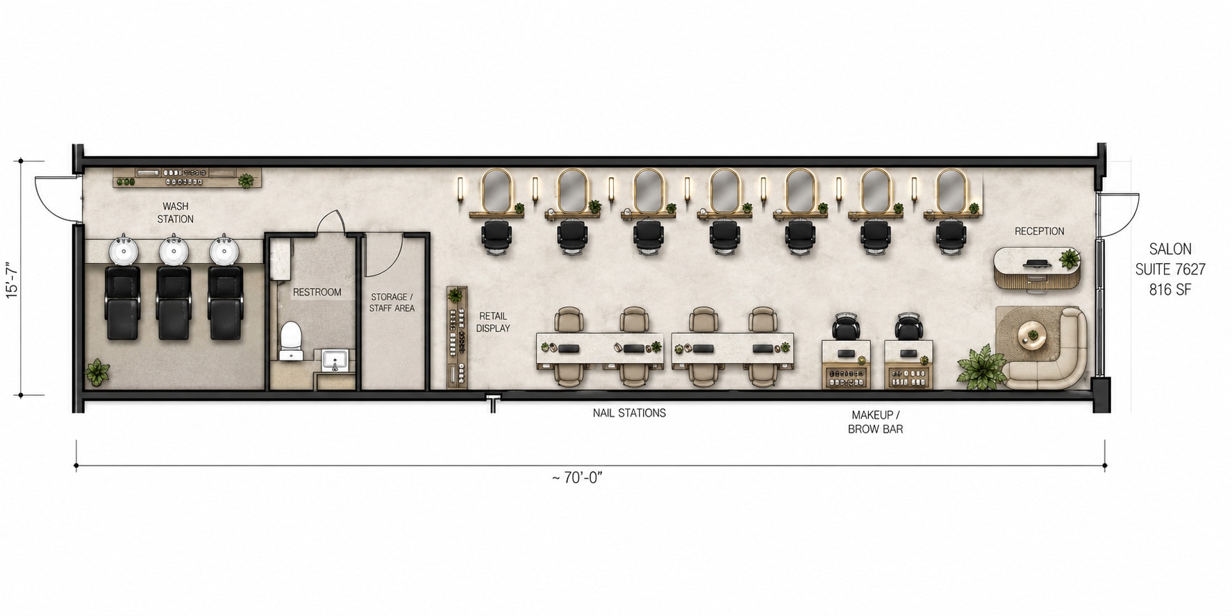 7817-7821 S Dixie Hwy, West Palm Beach, FL à louer Plan d’étage– Image 1 sur 2