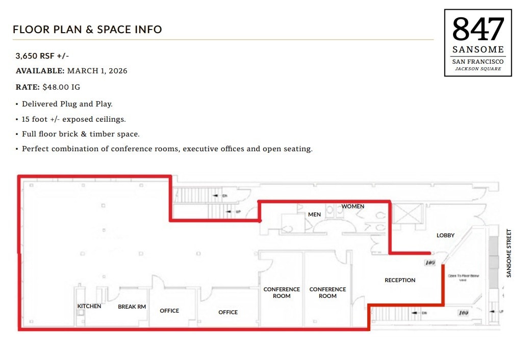 847 Sansome St, San Francisco, CA à louer Plan d’étage– Image 1 sur 1