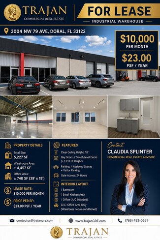 Plus de détails pour 3004 NW 79th Ave, Doral, FL - Industriel/Logistique à louer