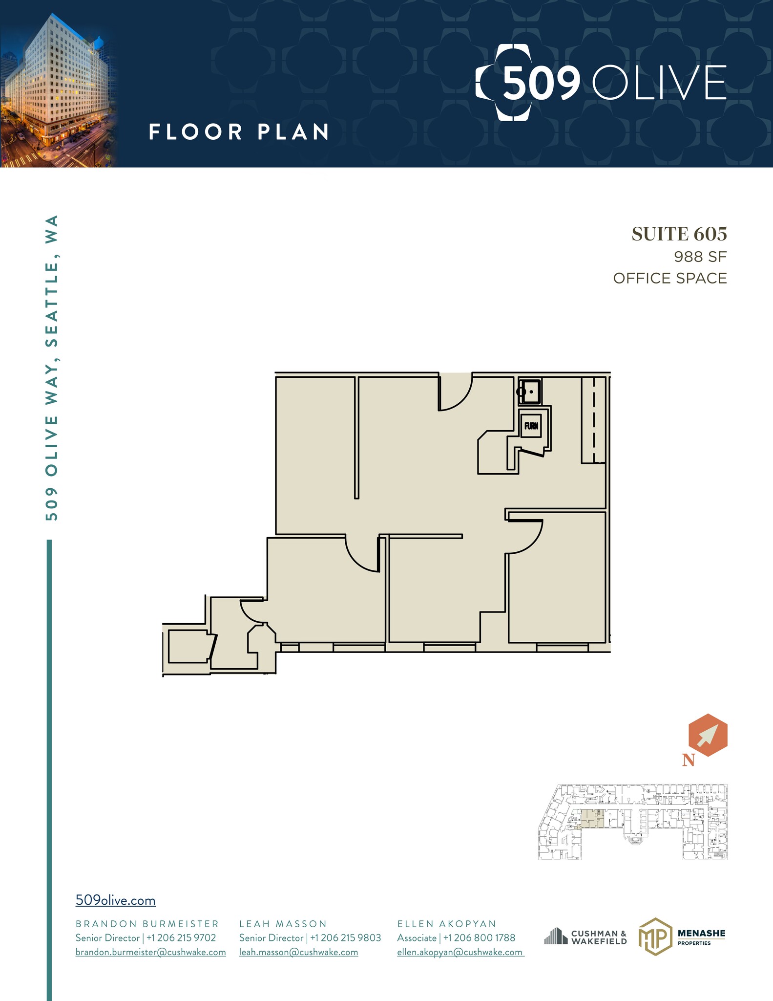 509 Olive Way, Seattle, WA à louer Plan de site– Image 1 sur 1