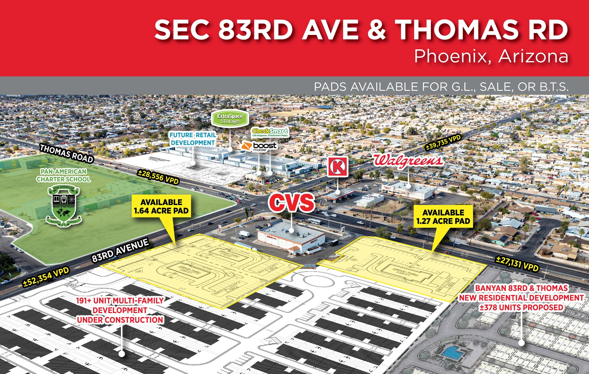 SEC 83rd & Thomas Rd ave, Phoenix, AZ à louer Aérien– Image 1 sur 2