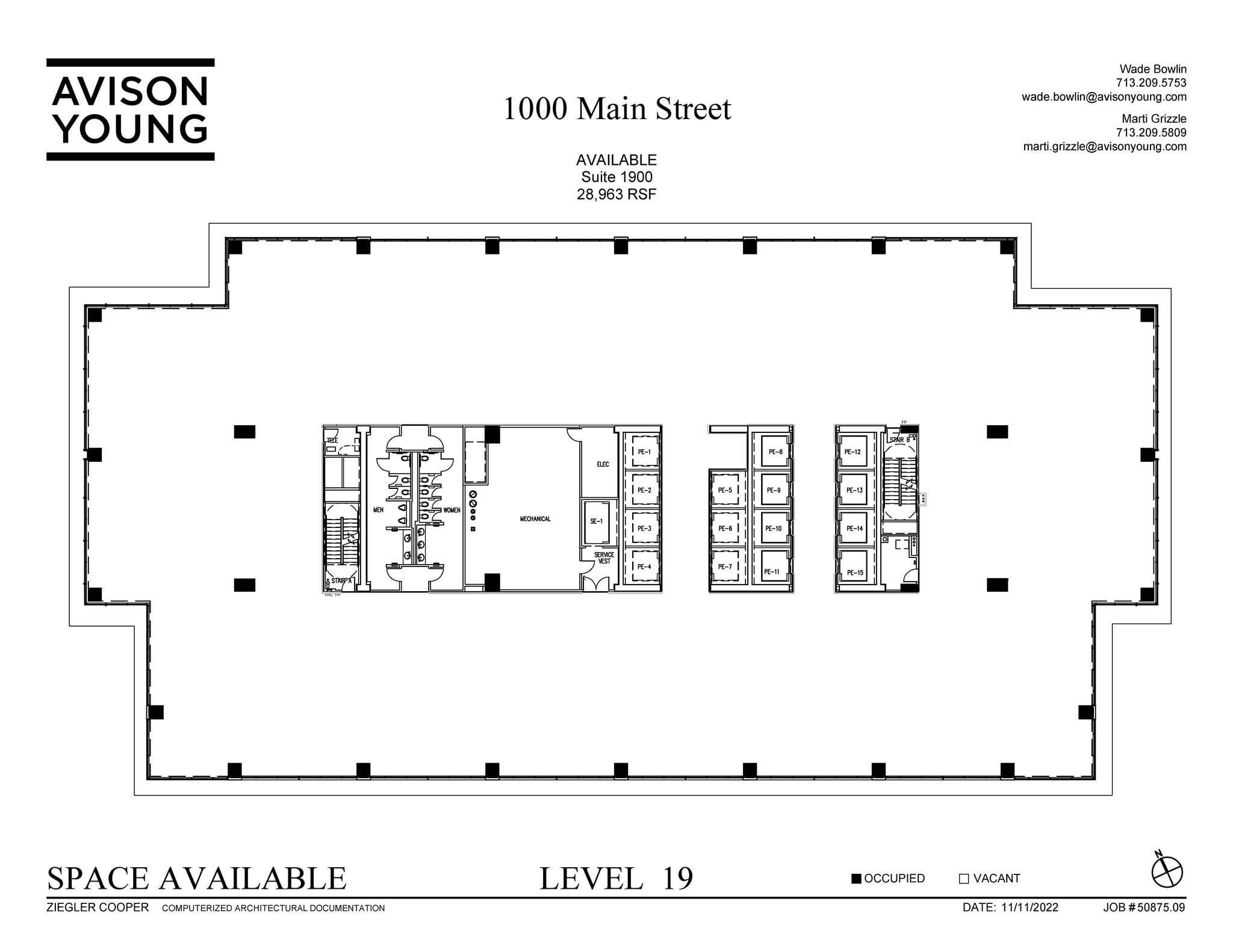 1000 Main St, Houston, TX à louer Plan d’étage– Image 1 sur 1