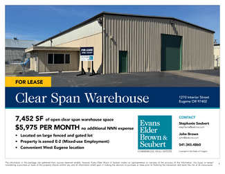 Plus de détails pour 1270 Interior St, Eugene, OR - Industriel/Logistique à louer