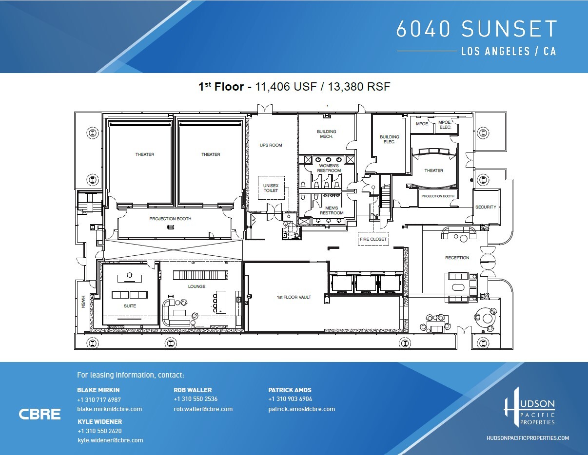 6040 W Sunset Blvd, Los Angeles, CA à louer Plan d’étage– Image 1 sur 3