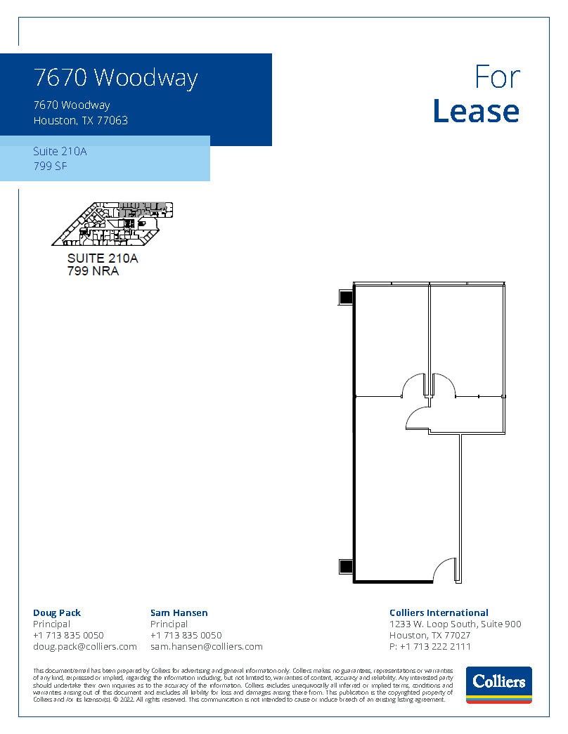 7670 Woodway Dr, Houston, TX à louer Plan d’étage– Image 1 sur 1