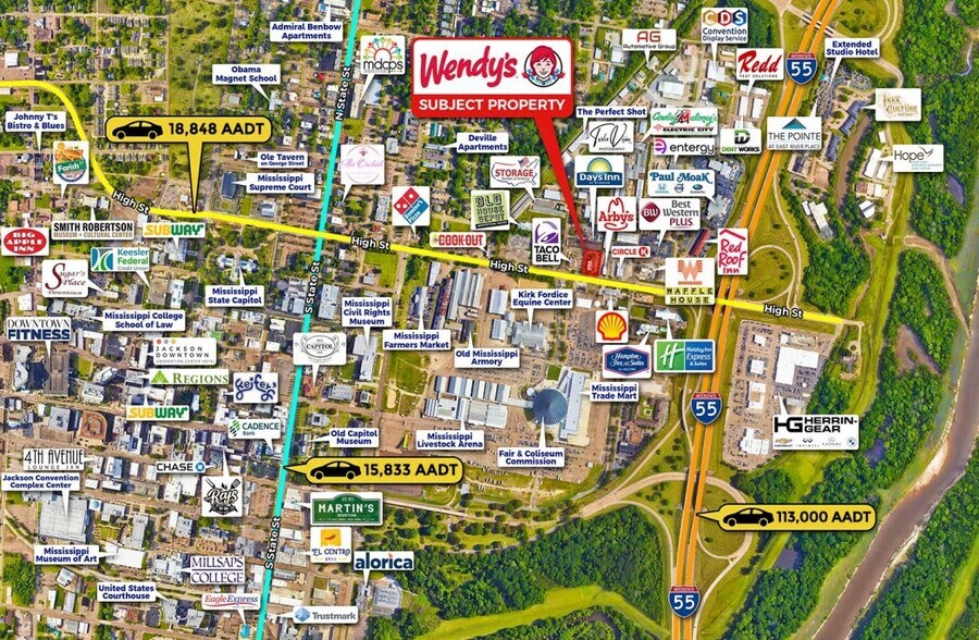 1240 High St, Jackson, MS à vendre - Aérien – Image 3 sur 4