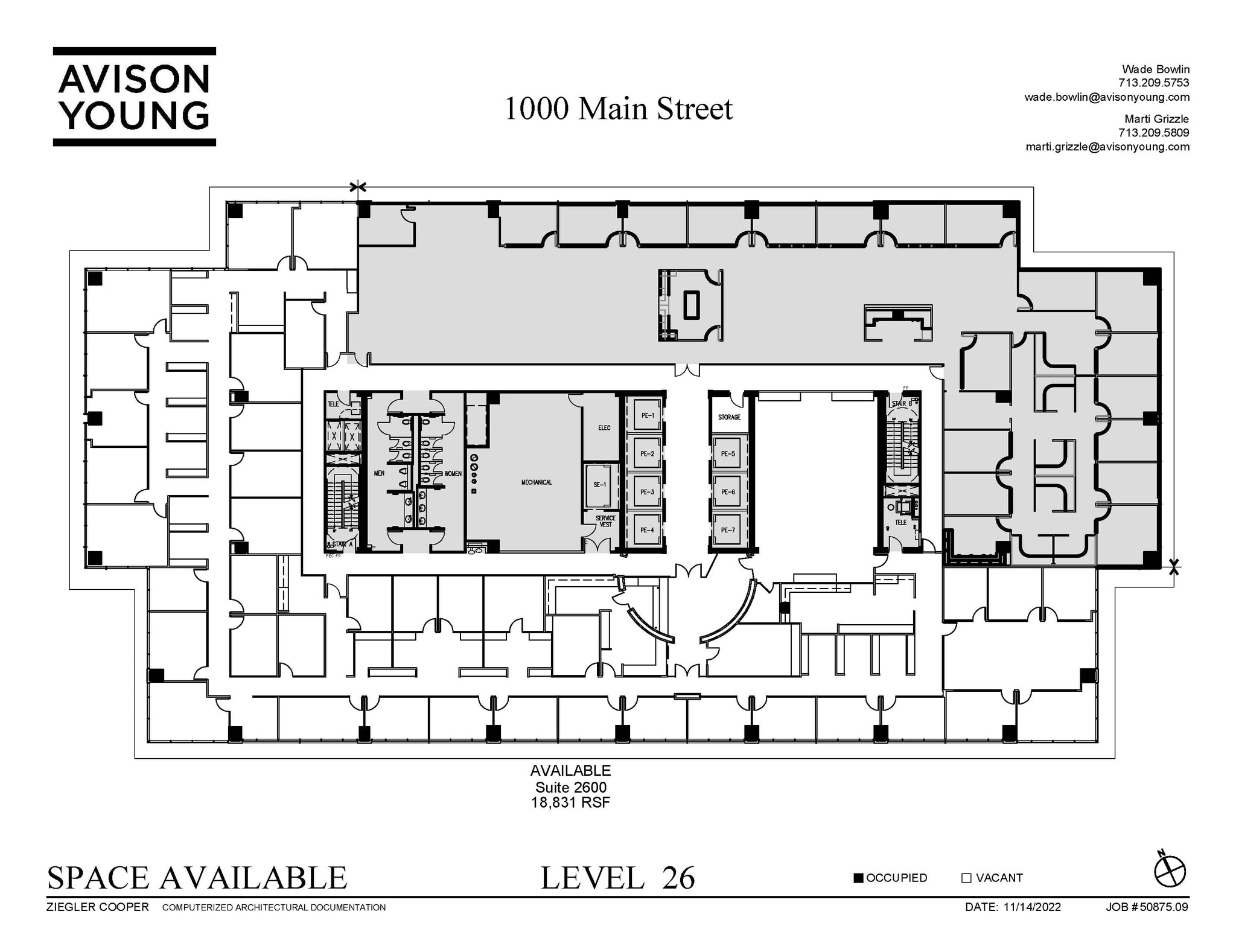 1000 Main St, Houston, TX à louer Plan d’étage– Image 1 sur 1