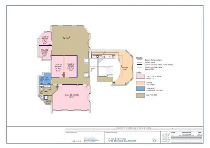 Bureau dans Boulogne-Billancourt à louer - Plan d’étage – Image 2 sur 2