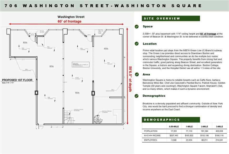 706 Washington St, Brookline, MA à louer - Plan d’étage – Image 2 sur 3