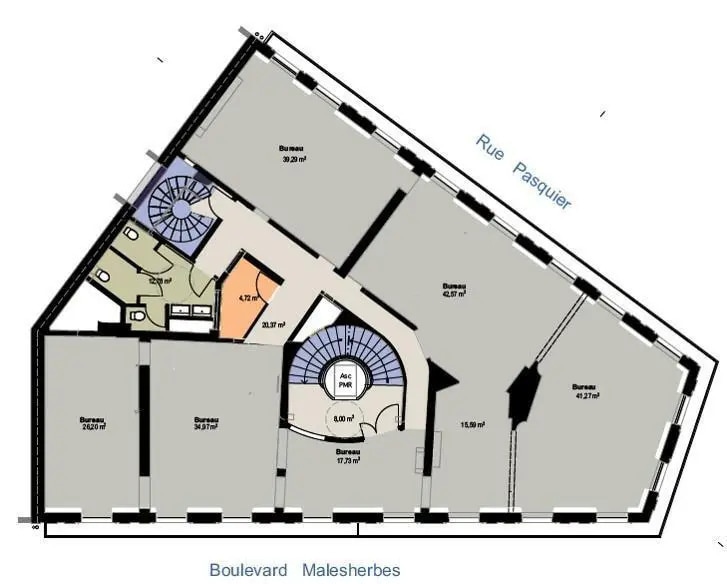 8 boulevard Malesherbes, Paris à louer - Plan d’étage – Image 2 sur 2