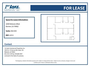 2200 Veterans Memorial Blvd, Kenner, LA à louer Plan d’étage– Image 1 sur 1