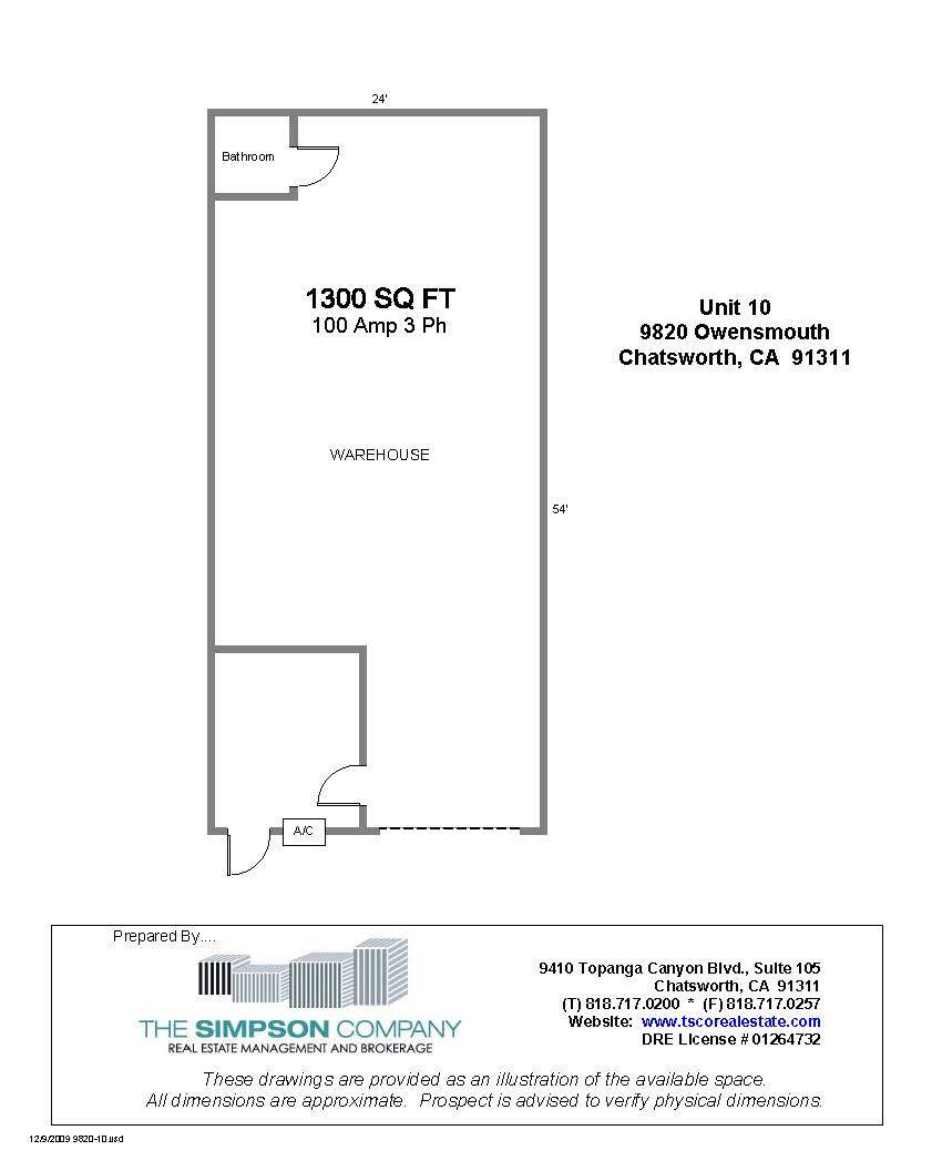 9810-9820 Owensmouth Ave, Chatsworth, CA à louer Plan d’étage– Image 1 sur 1