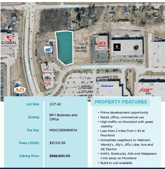 SE Corner Of College Ave & Moorland Rd, Muskego, WI à vendre - Photo de l’immeuble – Image 2 sur 3