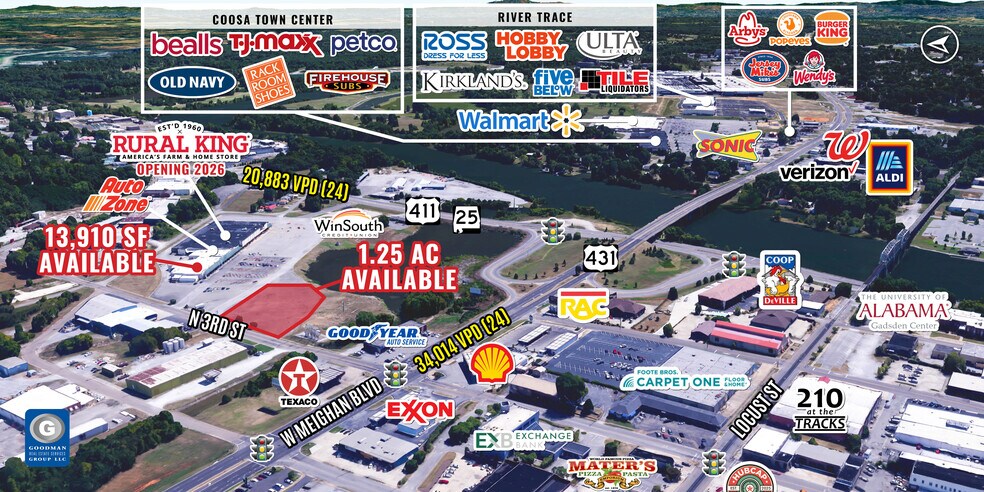 278-320 N 3rd St, Gadsden, AL à louer - Aérien – Image 2 sur 5