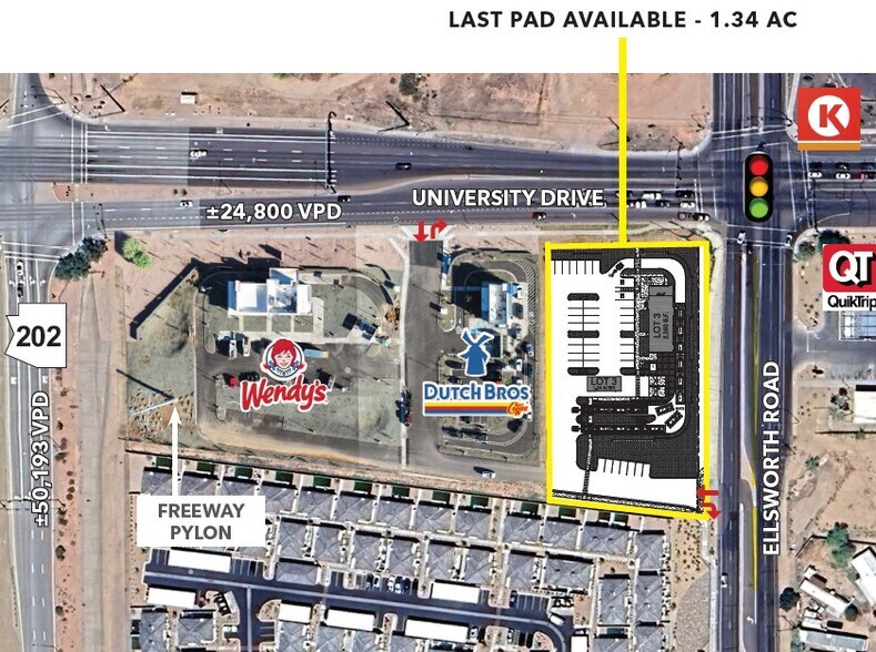 University Dr & Ellsworth Rd, Mesa, AZ à louer - Aérien – Image 2 sur 3