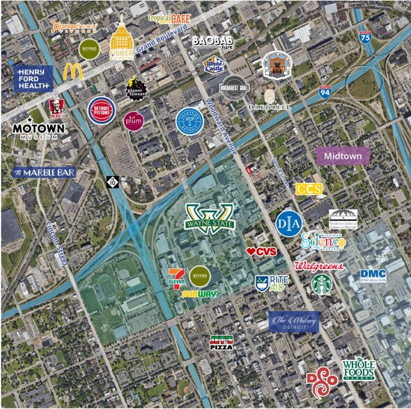 5700 Woodward Ave, Detroit, MI à louer - Aérien – Image 2 sur 3
