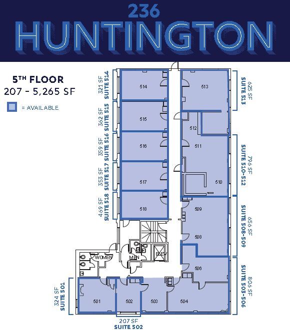 236 Huntington Ave, Boston, MA à louer Plan d’étage– Image 1 sur 5