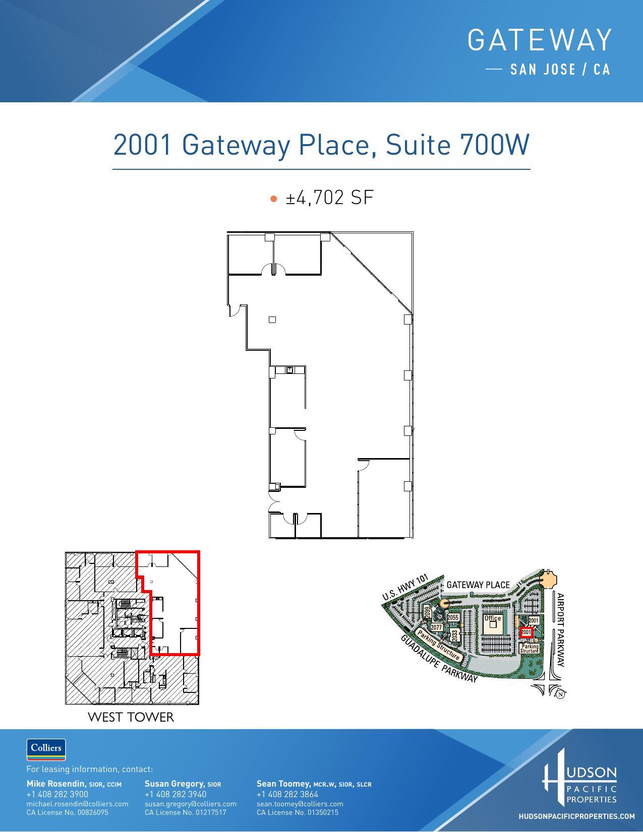 2033 Gateway Pl, San Jose, CA à louer Plan d’étage– Image 1 sur 1