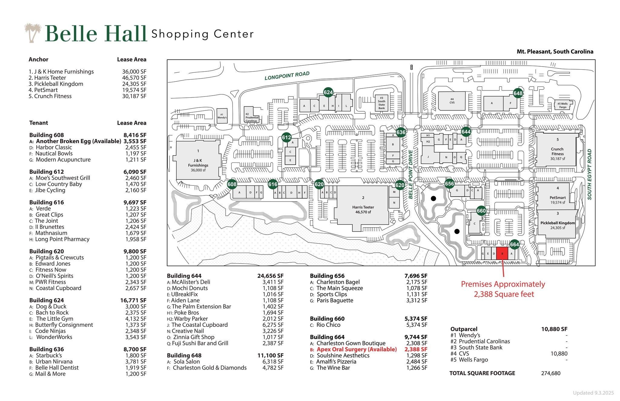600 Long Point Rd, Mount Pleasant, SC à louer Plan de site– Image 1 sur 1