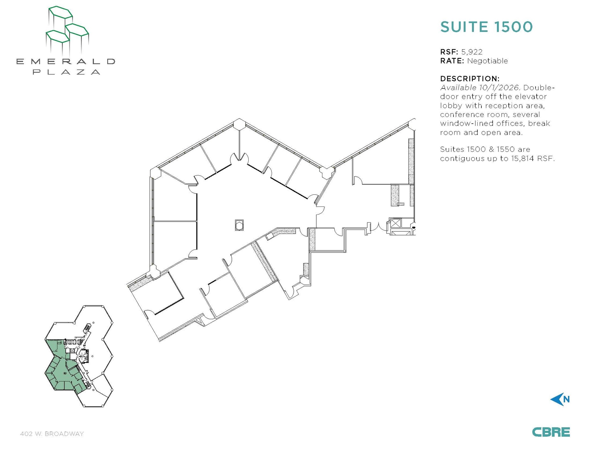 402 W Broadway, San Diego, CA à louer Plan d’étage– Image 1 sur 1