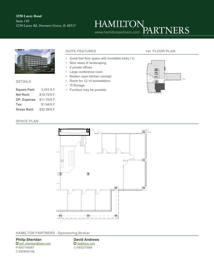 3250 Lacey Rd, Downers Grove, IL à louer Plan d’étage– Image 1 sur 1