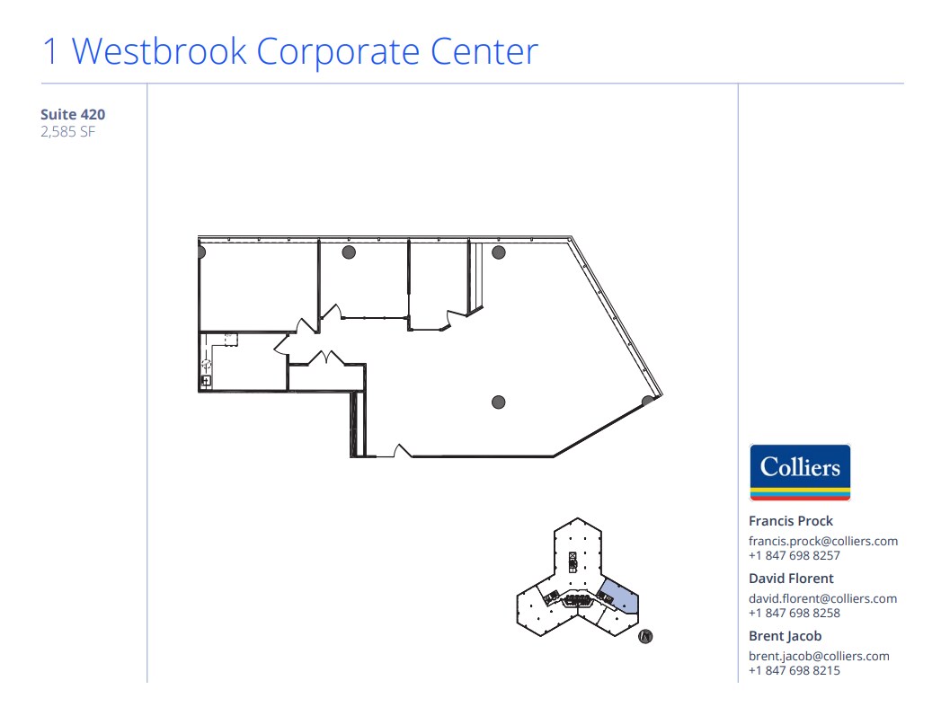 1 Westbrook Corporate Ctr, Westchester, IL à louer Plan d’étage– Image 1 sur 1