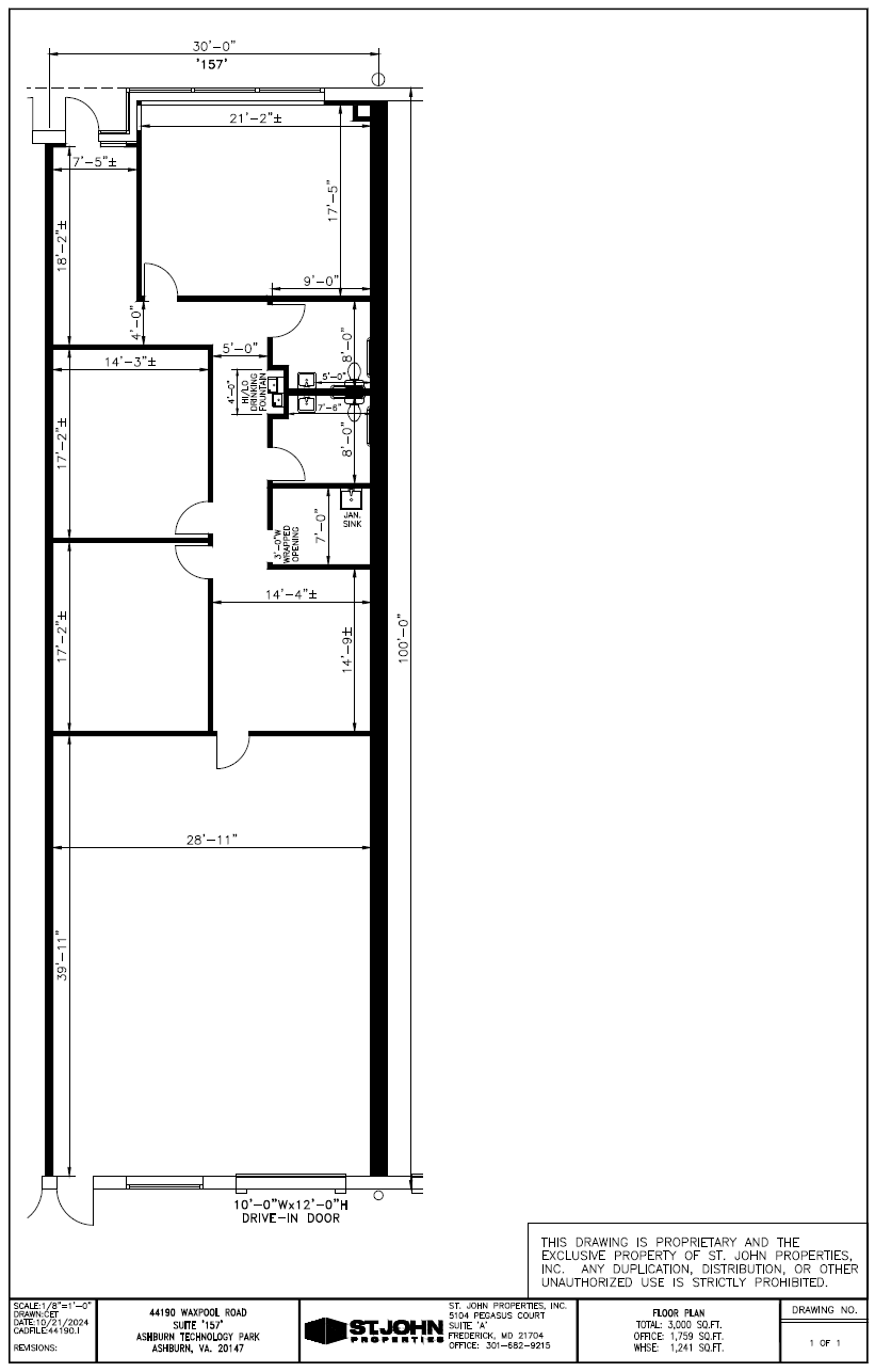 44190 Waxpool Rd, Ashburn, VA à louer Plan d’étage– Image 1 sur 1