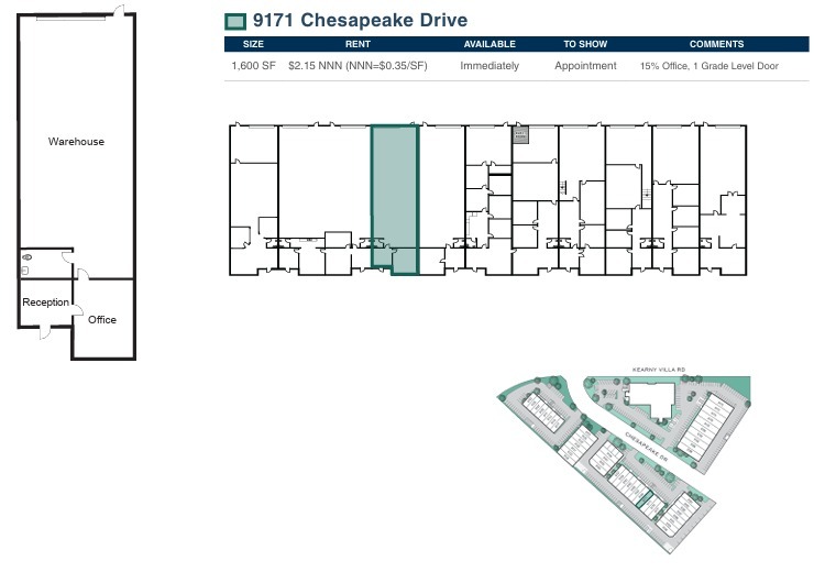 9103-9117 Chesapeake Dr, San Diego, CA à louer Plan d’étage– Image 1 sur 2