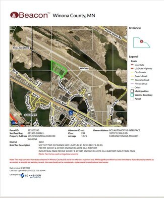 Plus de détails pour 5752 Industrial Park Rd, Winona, MN - Industriel/Logistique à louer