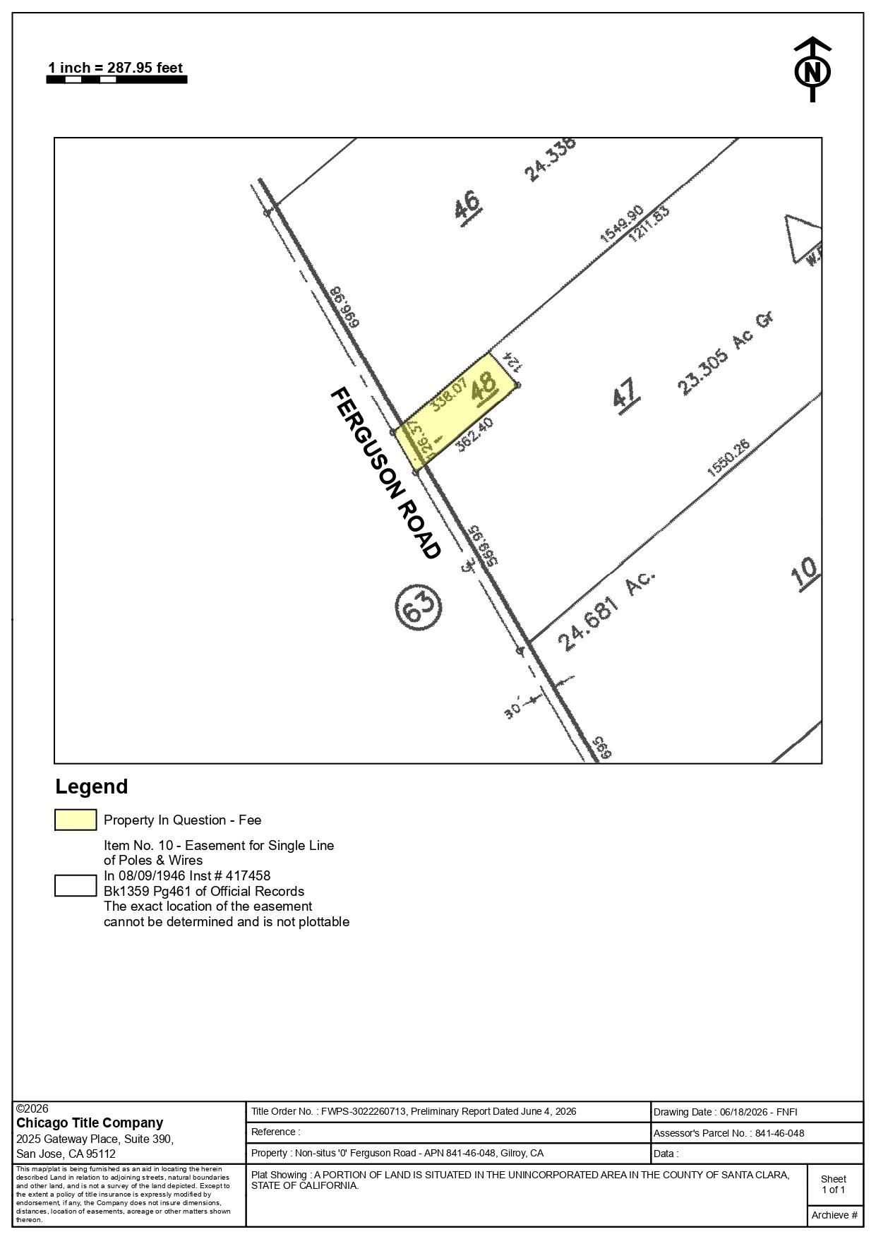 0 Ferguson Rd, Gilroy, CA à vendre Plan cadastral– Image 1 sur 2