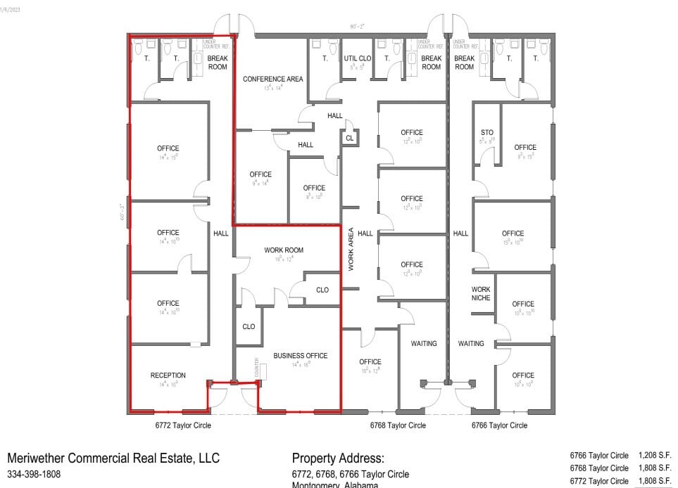 6766-6772 Taylor Cir, Montgomery, AL à louer Plan d’étage– Image 1 sur 1