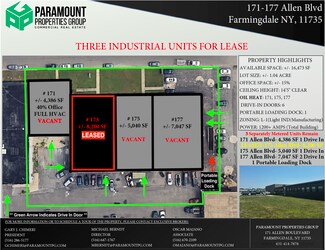 Plus de détails pour 171-177 Allen Blvd, Farmingdale, NY - Industriel/Logistique à louer