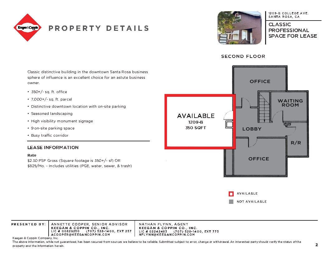 1209 College Ave, Santa Rosa, CA à louer Plan d’étage– Image 1 sur 1