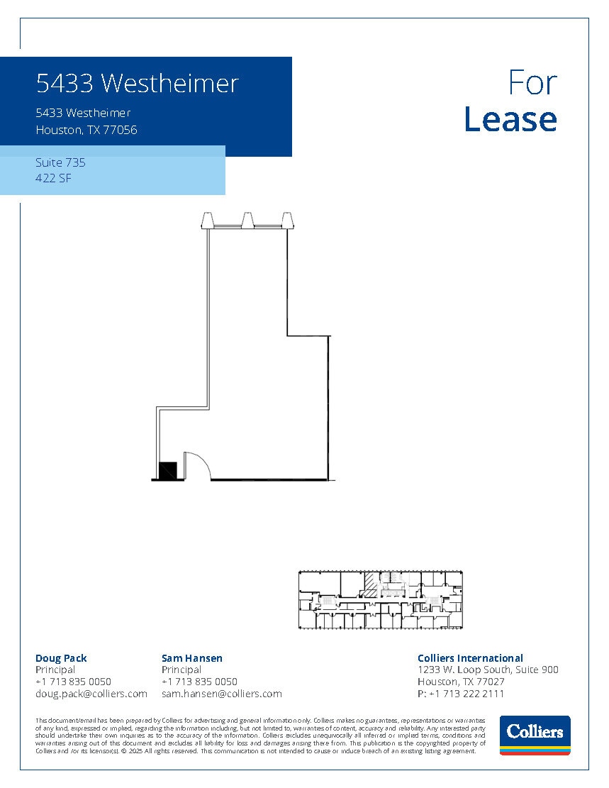 5433 Westheimer Rd, Houston, TX à louer Plan d’étage– Image 1 sur 1