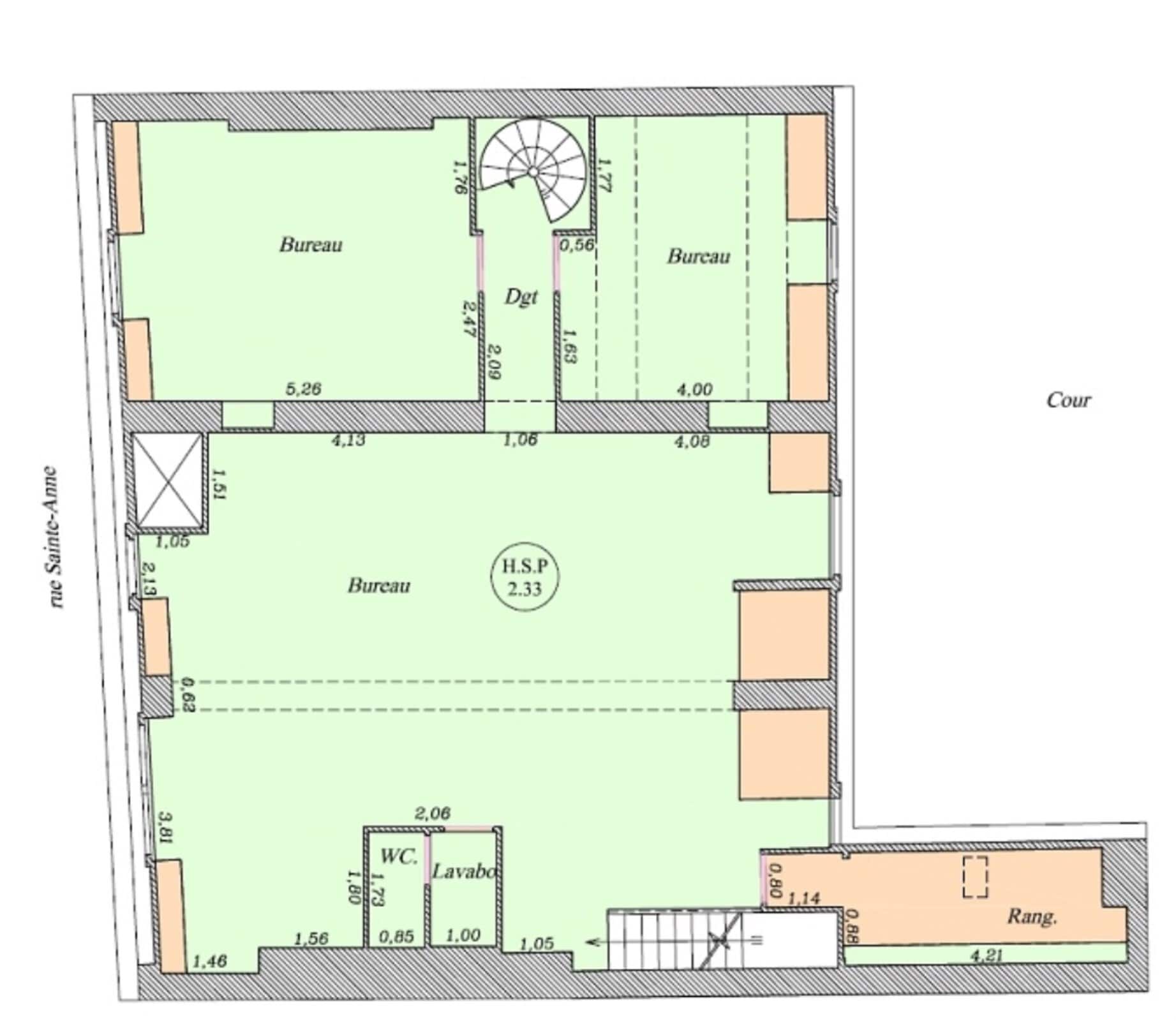 48 Rue Sainte-Anne, Paris à louer Plan d’étage– Image 1 sur 5