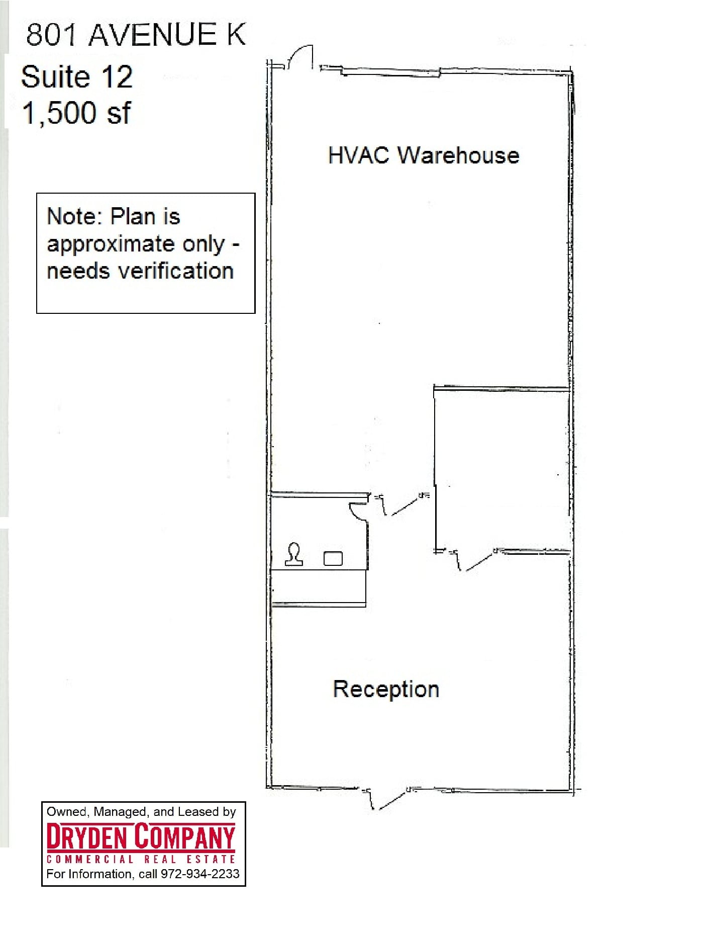801 K Ave, Plano, TX à louer Plan d’étage– Image 1 sur 1