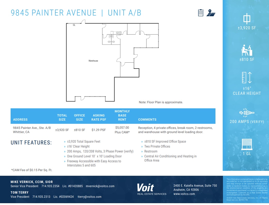 9825 Painter Ave, Santa Fe Springs, CA à louer Plan d’étage– Image 1 sur 1