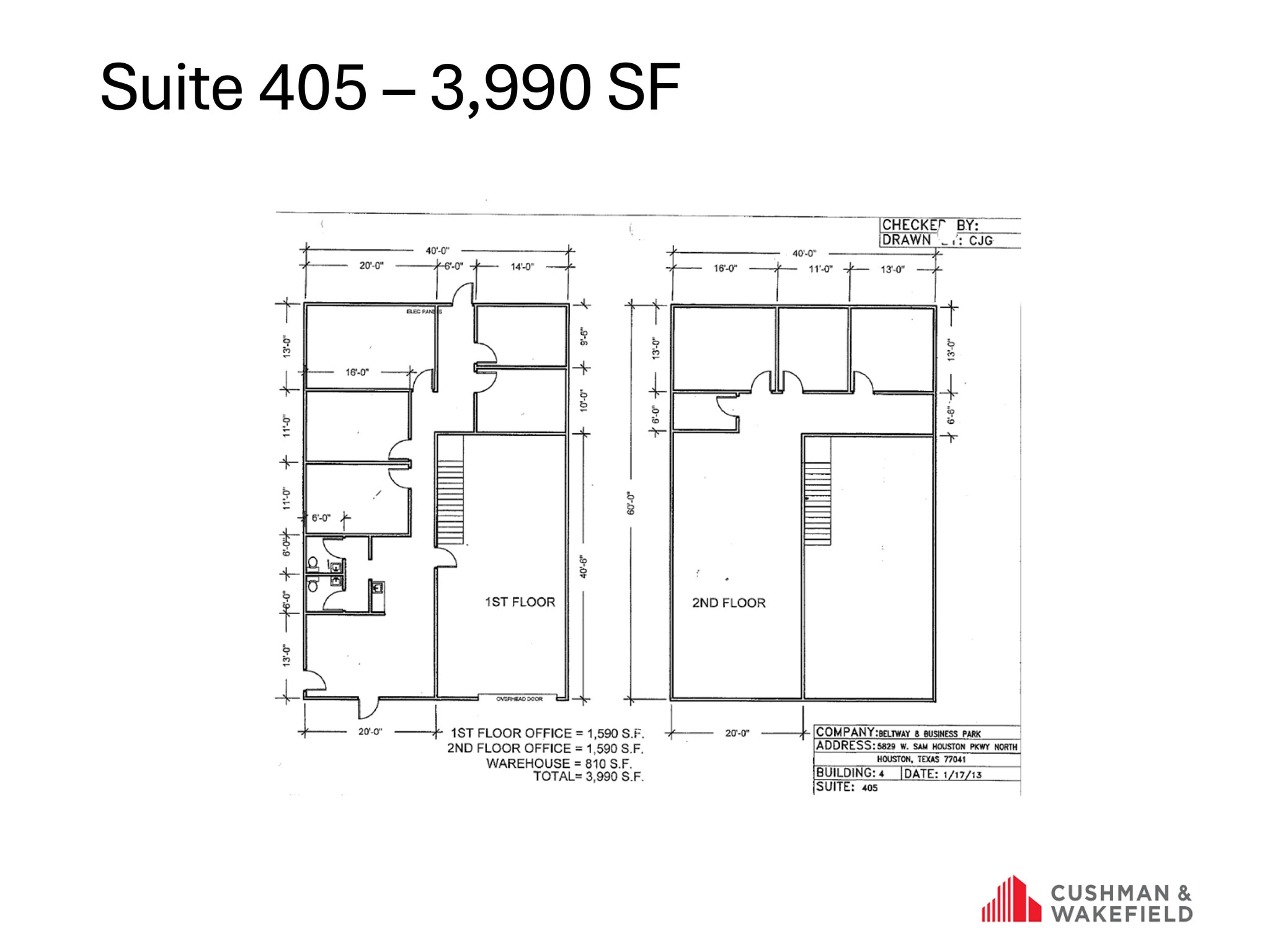 5829 W Sam Houston Pky N, Houston, TX à louer Plan d’étage– Image 1 sur 1