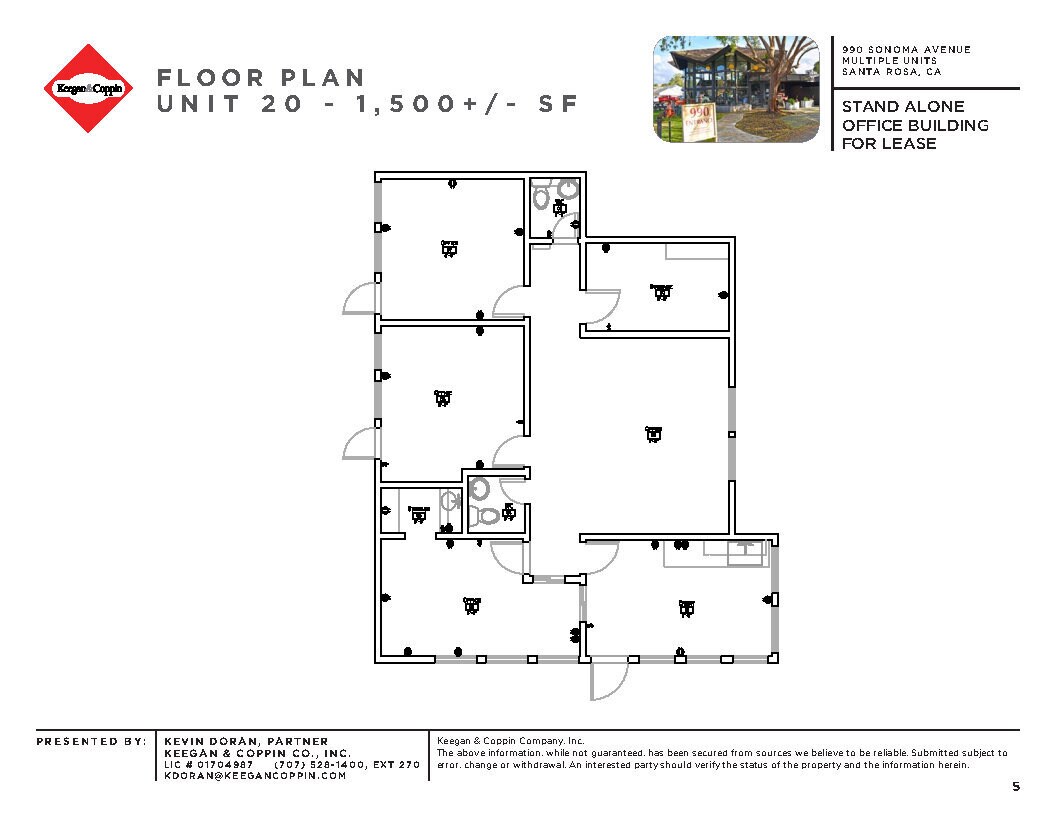 990 Sonoma Ave, Santa Rosa, CA à louer Plan d’étage– Image 1 sur 1