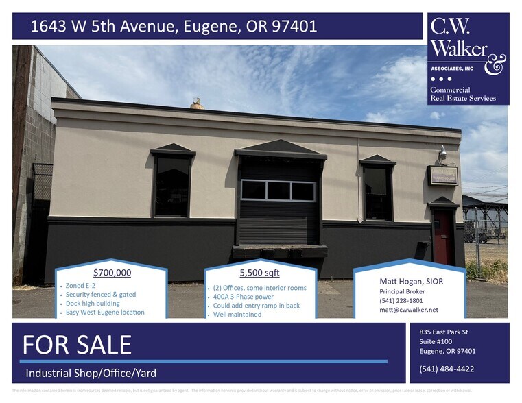 1643 W 5th Ave, Eugene, OR à vendre - Photo de l’immeuble – Image 1 sur 3