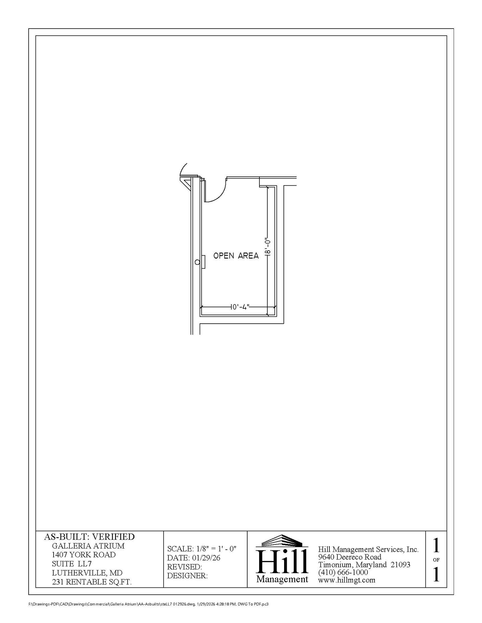 1407 York Rd, Lutherville, MD à louer Plan d’étage– Image 1 sur 1