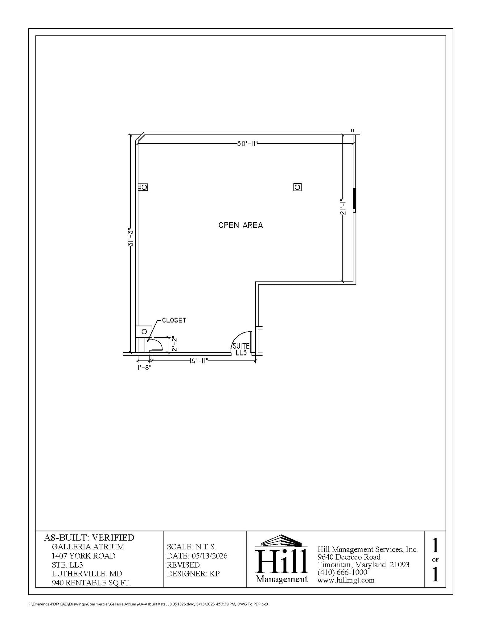 1407 York Rd, Lutherville, MD à louer Plan d’étage– Image 1 sur 1